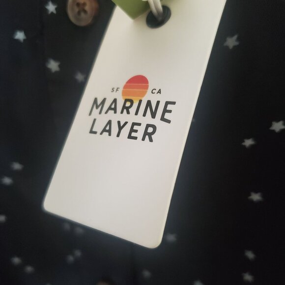 Marine Layer Sahara LS Relaxed womens Shirt Starry print sz medium black button - Picture 15 of 16